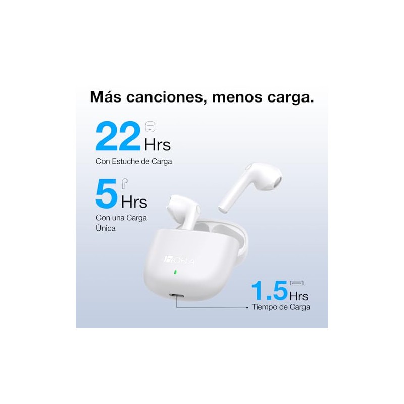 1 Hora Audífonos Inalámbricos Bluetooth In Ear con Control Táctil