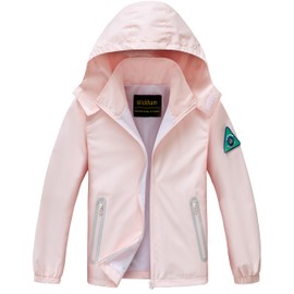 WICKHAM Boys Girls Waterproof Rain Jacket Detachable Hood Lightweight Raincoats for Kids Windbreaker Coat
