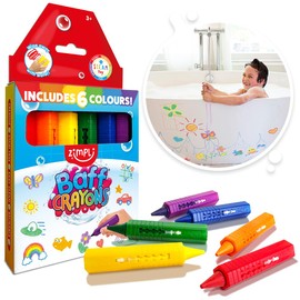 6 Large Bath Crayons from Zimpli Kids, Washable Colourful Kids Bath Pens, Creative Mess-Free Shower Toy, Wipe Clean Bath Fun, Paint Sticks for the Tub, Non Toxic Pocket Money Arts & Crafts