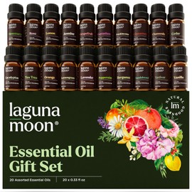 Lagunamoon Premium Essential Oils Set,Top 20 Pure Natural Aromatherapy Oils Lavender Frankincense Peppermint Rose Rosemary Sandalwood