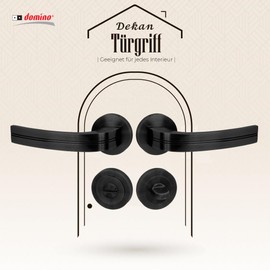 domino DEKAN-R Black Toilet Door Handle Set for Room Doors Door Handle Set Rosette Set Door Fittings