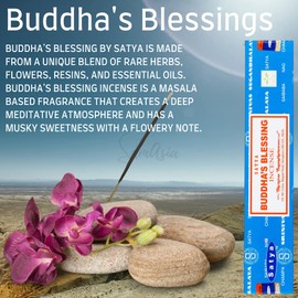 Satya Nag Champa Buddhas Blessings Incense Sticks | x3 pack | with SAMASIA incense sticks holder | Used for Aromatherapy, Spa, Yoga, Weddings, Meditation, Healing, Positivity and Relaxation