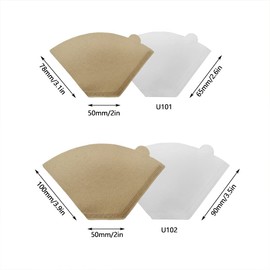 Coffee Filter Paper, Wavy Paper Filters, Factory Sealed Compatible with Size 7.8 x 5 x 6.5 cm, Unbleached Coffee Filter Paper, 100 Pack (White)