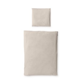 Ehrenkind® Renforcé Bed Linen Set, 100% Organic Cotton, Standard 100 by Oeko-Tex, 200 x 135 cm + 80 x 80 cm, Beige, Bed Linen 135 x 200 cm