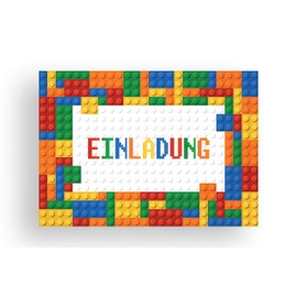 Friendly Fox Invitation Building Blocks, 12 Invitation Cards for Children's Birthday Boy Girl Party Invitation Building Bricks Building Blocks