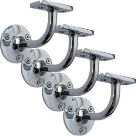 IRONTITE® 4X Chrome Handrail Brackets, Heavy Duty Banister Rail Brackets, Suits Wood Or Metal Stair Banister Rails, Perfectly Finishing The Look of Your Hand Rail (4 Pack)