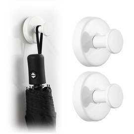 Xikangshun Suction Hooks for Bathroom, Vacuum Suction Cup Hooks Holder 304 Stainless Steel Waterproof (White, 2)
