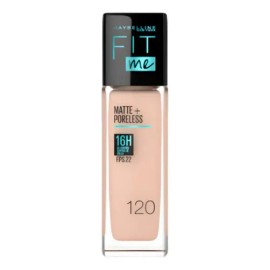 MAYBELLINE Base Maquillaje Fit Me Matte Rich Tan Poreless 30ml, matifica y controla el brillo, tiene FPS 22
