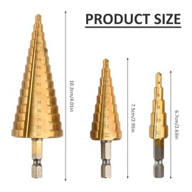 CENBEN 3PCS HSS Step Drill Bits Hex Shank, High Speed Spiral Cone Cutters for Metal, Cone Drill Bit Step Bits for Sheet Metal, Stainless Steel, Aluminum, Wood, Plastic(4-12mm, 4-20mm and 4-32mm)