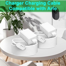 Arlo Camera Charger 2 Pack 10FT Compatible with Arlo Pro 5S 2K, Pro 4, Pro 3, Ultra 2, Ultra, Floodlight, Go 2 Cameras, arlo Magnetic Charging Cable Outdoor Weather Resistant Connector Power Adapter