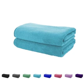 Microfibre Absorbent Gym Towel Fast Drying Light Weight - 40cm x 70cm 2 Pack - Multi Purpose (Aqua)
