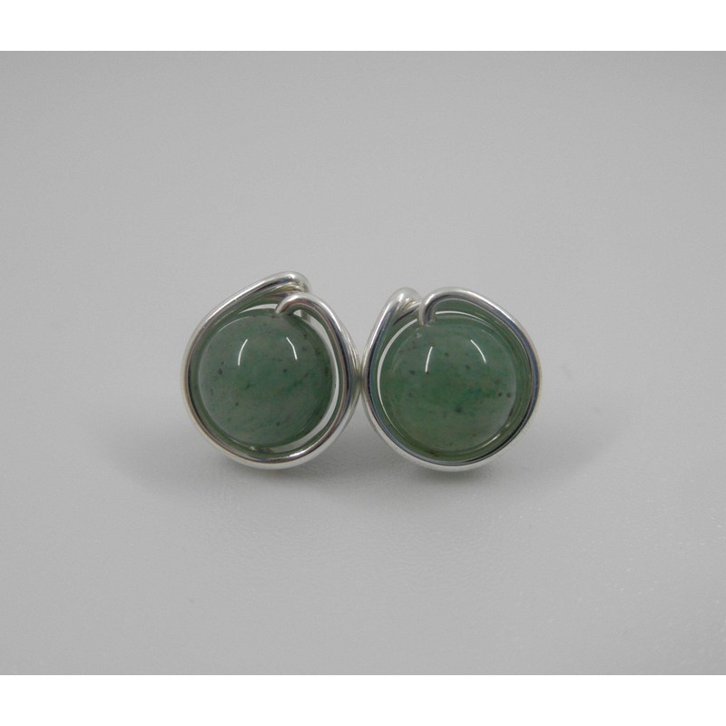 Silver-plated earrings made of gemstone aventurine
