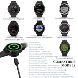 Wanme Charger Adapter for Garmin Forerunner 965 945 245 45, Portable Replacement Charging Cable Dock Stand for Garmin Forerunner 965 945 245 45 Watch (Black)