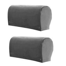 LINGXIYA A Pair Velvet Armrest Spandex Arm Covers,Stretch Armchair Covers for Chairs Couch,Furniture Protector Armchair Slipcovers for Sofa with Twist Pins,Dark Grey
