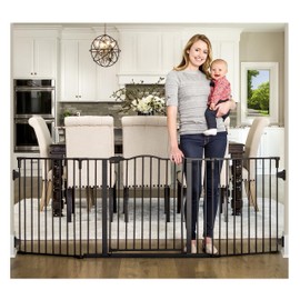Regalo Deluxe Home Accents Widespan Safety Gate, 74.5" W x 28" H, Includes 4 Wall Mounts , Black