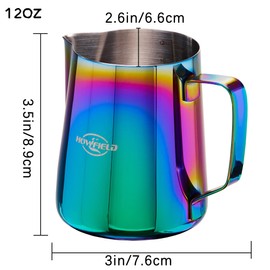 Stainless Steel Milk Frothing Pitcher - Milk Frothing Jug for Cappuccino, Barista Milk Frothing Pitcher Parent (coloured, 12OZ)