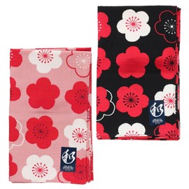 Y's factory Men's Handkerchief, Japanese Pattern, Made in Japan, Set of 2, Large Size, 20.9 x 20.9 inches (53 x 53 cm), Quick Drying, Water Absorbent, Thin, Gift, Women's (Set of 2)