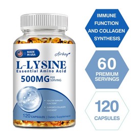 L-Lysine Capsules 500mg - Supports Healthy Connective Tissue and Calcium Absorption, 3 Count, 60 Tablets / L-라이신 캡슐 500mg - 건강한 결합 조직 및 칼슘 흡수 지원, 3개, 60정