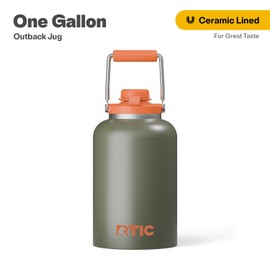 RTIC 1 Gallon Outback Jug, Stainless Steel, Insulated Water Bottle with Lid and Handle, BPA-Free, Double Wall Vacuum Insulation, Ceramic Lined, Trailblazer