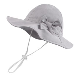 BAVST Baby Sun Hat Girls Floppy Bucket Hat Summer Toddler Outdoor Cap for Swim Beach (Grey, 48cm)