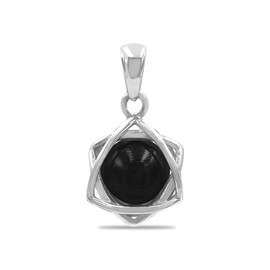 Starborn Gemstone Ball 6 Point Sterling Silver Star, Gemstone Black Tourmaline, Black Tourmaline
