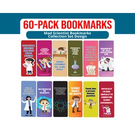 Creanoso Mad Scientist Bookmarks (10-Sets X 6 Cards) – Daily Inspirational Card Set – Interesting Book Page Clippers – Great Gifts for Adults and Professionals