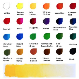 Premium 24-Tube Water Coloring Paint Set - Vivid, Long-Lasting, and Fade-Free for All Techniques - Non-Toxic, Acid-Free Travel Watercolor Set Ideal for Novice to Professional Painters - 24 x 12ml
