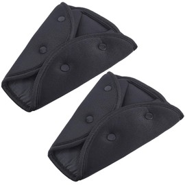 Swpeet 2Pcs Black 7.3 x 9.1 Inches Seat Belt Adjuster, Auto Shoulder Neck Strap Adjuster Strap Protector Pad, Safety Strap Triangle Positioner Seat Belt Clips Ideal for Adult Toddler Baby Child