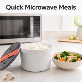 Microwave Rice Cooker for Portable Use - Multifunctional Steamer Bento Lunch Box with Non-Stick Inner Pot for Easy Microwave Cooking