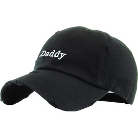 KBSV-083V BLK Daddy Dad Hat Baseball Cap Vintage Distressed Classic Polo Style Adjustable Cotton