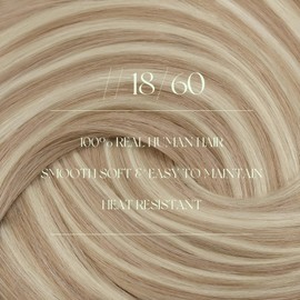 RUNATURE Blonde Clip in Hair Extensions Real Human Hair Clip in Extensions for Women, Soft Remy Real Hair Extensions Clip In Human Hair, 16 Inch 120g 7pcs, #18P60 Ash Blonde Highlights