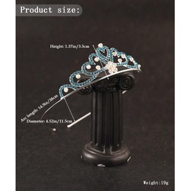 Yheahin Shiny Silver Crystal Tiara and Crown Pearl Rhinestone Heart Shape Princess Tiara Wedding Birthday Costume Hair Accessories for Girls (Blue-pearl)
