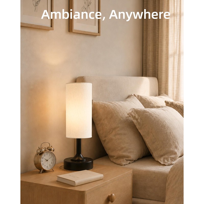 EZVALO Cordless Table Lamp with Timer, Small Dimmable Ambient Light
