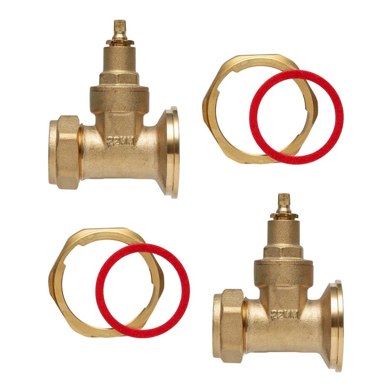 Trident 22mm Central Heating Pump Valves (2 Pack) Brass, Gate