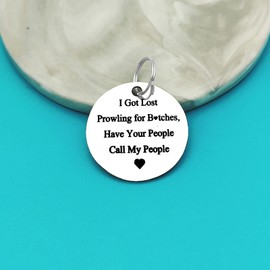 Funny Pet ID Tag Dog Tag Cat Tag Pet Collar Tag Pets Owner Gift I Got Lost Prowling Have Your People Call My People Keychain Puppy ID Tags for Dog Cats Owner