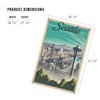Lantern Press Seattle, Washington, Lithograph, Skyline, 1000 Piece Jigsaw Puzzle