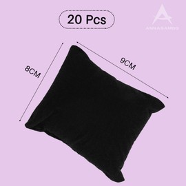 ANNASAMDO Pack of 20 Watch Cushions, Watch Storage, Bracelet, Watch, Cushion, Black, Velvet Cushion, Jewellery Storage, Watch Stand, Jewellery Display Cushion Organiser for Displaying Wristwatches