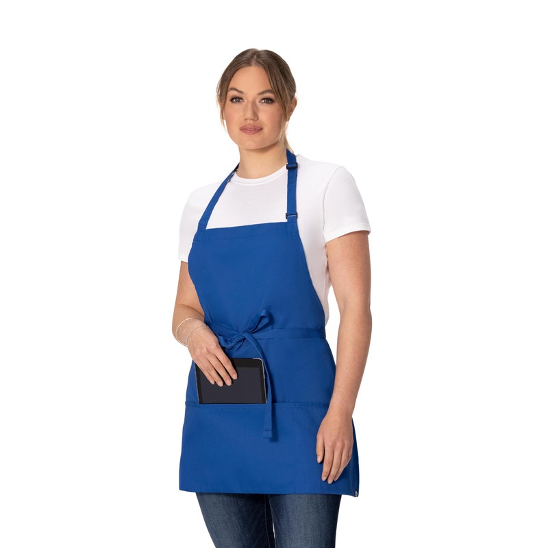 Chef Works Unisex Three Pocket Apron, Royal, One Size