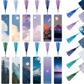 Outus 12 Pcs Kids Bookmarks, Bulk Bookmarks for Girls with Pendant, Kids Bookmarks Gifts for Girls, Women, Teens, Bookmarks with Rulers,Valentine Party Favors Classroom Reading Presents(Landscape)