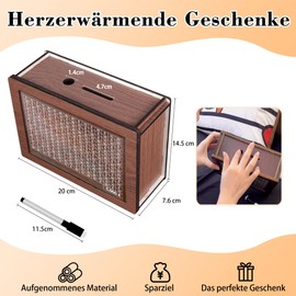 Wooden Money Box, Reusable Money Box, Retro Money Box Storage Box, Money Box with Savings Target, Money Box with Numbers Ticking for Helps Adults and Children Habit to Save