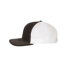 Shelby Cobra Snake Logo Laser Engraved Leather Patch Richardson 112 Snapback Trucker Hat Cap Black/White