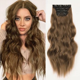 Clip in Hair Extension 4pcs Set Straight Hair Extensions Clip in,Hair Pieces For Women YDDM Synthetic hair fibres