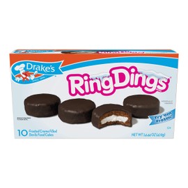Drake's Ring Dings, 40 Individually Wrapped Ring-Shaped Devils Food Cakes, (Pack of 5)