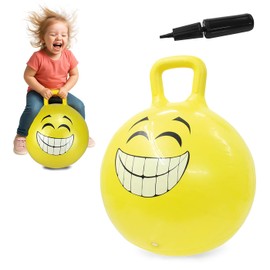Jamara 460457 - Palla per saltare Smile giallo 450mm - Sviluppa equilibrio e capacitá motorie, Robusta, Resistente, Facile da riporre