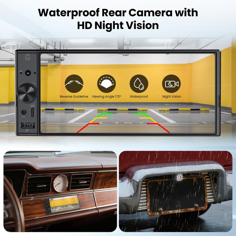6.9" Single DIN Car Stereo with Apple CarPlay & Android