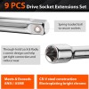 VALUEMAX 9PC Socket Accessory Set 3/8" Dr Extension Bar 1/4"