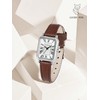 ALCENTIS Women's Rectangular Watch, White Dial, Roman Numerals, Leather Strap,