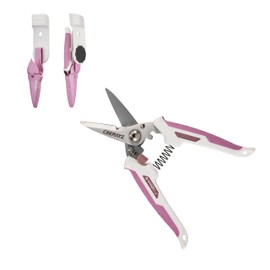 CEERAYZ 185mm Notch Scissors All Purpose Heavy Duty, Garden Shears, Scissors for DIY Projects, Office, Production Lines, Pruning, with Protective Sheath and Magnetic Holder (White/Pink)