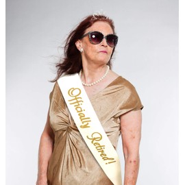 Officially Retired! Sash – Retirement Novelty Sash with Large Metal Pin for Men & Women. Great for Work Party, Events, Party Supplies, Gifts, Favors, & Decorations by JPACO