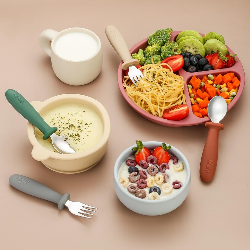 DRKIO 8 Pieces Toddler Utensils Set - Kids Silverware Set